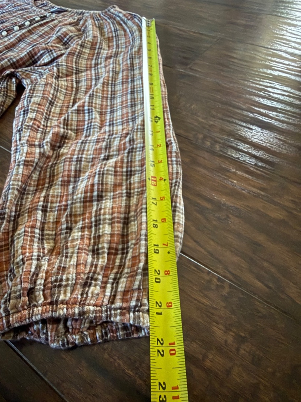 Old Navy XL Plaid Peasant Blouse Brown Cotton Balloon Sleeve Boho Top - Picture 6 of 10